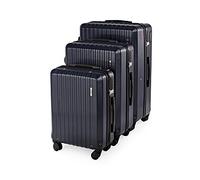 Compactor - Set de 3 Maletas rígidas Terra, Equipaje híbrido ABS+PC, tamaños S/L/XL, Color Azul