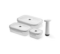 Compactor - Set de 3 recipientes al vacío con bomba manual, sin BPA, aptos para nevera, congelador y microondas, polipropileno transparente, tamaños S/M/L