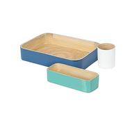 Compactor Set de 3 Utensilios de Bamboo, Dos bandejas y un Bote, Fabricado en Bamboo, RAN8698, Ø 8 x 10/22 x 8 x 6/31,5 x 22,5 x 6 cm