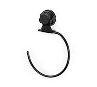 Compactor Toallero aro para Colgar en la Pared, Gama Bestlock Black, Fijación Mediante Ventosa, Fabricados en Acero Mate, Color Negro, Tamaño: 16 x 2.5 X 22 cm, Soporta hasta 3 kg, RAN9783