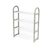 Compactor Zapatero 4 baldas, Color gris, Fabricado en polipropileno, Tamaño 49.5 x 18.4 x 65 cm, Capacidad para 12 pares, RAN8940