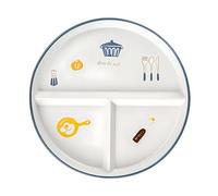 CompadreBol Plato dividido de cerámica, Plato llano para control de dieta con bonitos motivos decorativos, Apto para pasta, carne, fruta, ensalada y pan, Apto para microondas