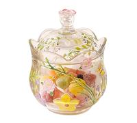 CompadreBol Tarro de cristal, Tarro de almacenamiento con diseño floral y con tapa, Apto para diversos tipos de caramelos, aperitivos, galletas, bolsitas de té y café