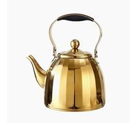 CompadreBol Tetera de Acero Inoxidable Dorada, 1500ml (50.72oz) con Filtro Extraible para té, Capacidad 1.5 lt. Cafetera de Plata, Tetera para estufa