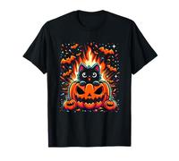 Compañero de Terror Top Kürbis Lustig Katze Feuer Fledermaus Hemd Camiseta