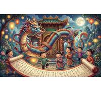 Compañero Dragón Espiritual Puzzle 1000 Piezas Adultos Y Niños,Premium,Reto,Rompecabezas,Deco Pared,Regalo Ideal,14 Años+,Anti-estrés,Relax,Desafío,Cartón,Educativo 38x26cm