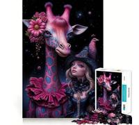 Compañeros caprichosos︰ Jirafa y Bruja Buena Rompecabezas de 1000 Piezas para Adolescentes Juego de concentración Mental Corte de precisión Bordes Suaves Juego para Rellenar Calcetines navideños