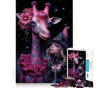 Compañeros caprichosos︰ Jirafa y Bruja Buena Rompecabezas para Adultos de 1000 Piezas Rompecabezas de lógica Juego de precisión con Bordes Lisos reuniones Familiares (38x26cm)