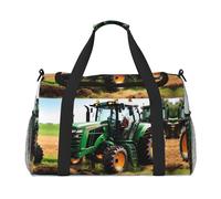 Company Farm Tractor - Bolsa de viaje grande de lona para mujer, bolsa de viaje para fin de semana, bolsa de mano, Negro -, Talla única