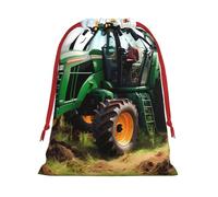 Company Farm Tractor Print Bolsas de regalo reutilizables, bolsas de regalo de tamaño mediano, bolsas con cordón para regalos para Navidad, cumpleaños