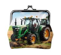 Company - Monedero con estampado de tractor agrícola con cierre de beso, pequeño bolso vintage para hombres y mujeres, Black, Talla única, Bolsa para monedas