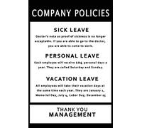 Company Policies: Blank Nifty Lined Journal Notebook | Wacky Messages inside for Colleagues Coworker | Funny Cool Office Desk Gag Novelty Jokes Sure Laugh Appreciation Christmas Humor Gifts