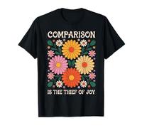 Comparison is The Thief of Joy Boho Floral Inspirational Camiseta