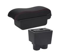 Compartimento Reposabrazos Para Coche Reposabrazos Consola Central Caja Almacenamiento Para Ford Para Figo Para KA Autopartes(C1 Black red NO USB)