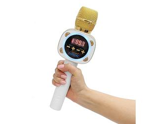 Compartir Coche Karaoke The Mic 1.0, Bluetooth Wireless Karaoke Microphone System, White CPK545 by Singing Machine, Oro y Blanco