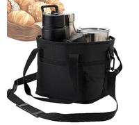 Compartment Drink Carrier, Water Bottle Tote Bag, Adjustable Strap Organizer, Four Slot Beverage Holder Camping Hiking Walking Beach Gym Travel Picnic Outdoor Portable Storage Hydration System, Negro