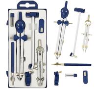 Compas Dibujo Tecnico Profesional - Compás Escolar de Precision con Rueda de Ajuste Bachillerato y Secundaria - Compasso Escolar Dibujo Tecnico de Metal - Compas Grande Dibujo Técnico y Plastica Azul