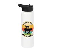 Compasión animal Message vegano Vegetariana Cola de granja Stainless Steel Insulated Water Bottle