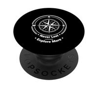 Compass Adventure Never Lost Explorer Diseño gráfico de Viaje PopSockets PopGrip Adhesivo