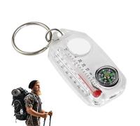Compass Keyring - Pocket Sized Survival Tool Thermometer, Lightweight Compass Keychain | Handy Outdoor Gear Navigation, Camping, Hiking, Preparedness Travel Backup Direction Tracker