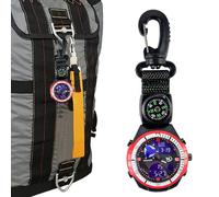 Compass Watch - ABS, 1.77x0.63x5.31in Carabiner Watch Glow-in-The-Dark Compass | Portable Outdoor Navigation Pocket Timepiece, Pocket Watches For Hiking, Backpacking, Camping, Survival Sports