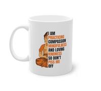 Compassion Mindfulness Loving Kindness Budist Sacerdote Taza de Café | Estatua Símbolo Budismo Taza Blanco (08897B)
