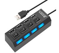 Compasty 4 Puertos USB Hub Separador USB 2.0 Hub LED con 4 Interruptores de encendido/apagado para Tablet Ordenador Portátil Portátil