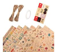 Compasty 6 hojas de papel de regalo, juego de papel de regalo de cumpleaños, cinta