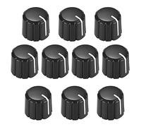 Compasty - Botones de control de potenciómetro para botones de tono de volumen de guitarra eléctrica (10 unidades, color negro, tipo D, 6 mm)