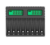 Compasty Cargador de batería con pantalla LCD, cargadores inteligentes inteligentes de 8 ranuras para baterías recargables AA/AAA NiCd NiMh AA AAA