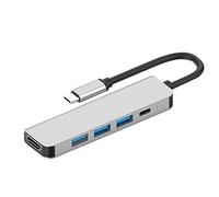 Compasty - Estación tipo C a 4K HUD 5 en 1 para teléfono portátil USB 3.1 Tipo-C a USB3.0 HUB + USB-C +