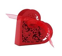 Compasty Lote de 20 cajas de papel para caramelos, caja de regalo para bodas, color rojo