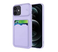 Compatible avec Coque iPhone 12 Mini antichoc avec Puertos Tarjetas, Etui iPhone 12 Mini Silicona avec protection Cache Camera Coulisse Coque de Telephone Ultra Fine Housse (Violet)