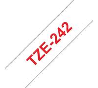 Compatible brother tze242 / tz242 cinta laminada de etiquetas - texto rojo sobre fondo blanco - ancho 18mm x 8 metros