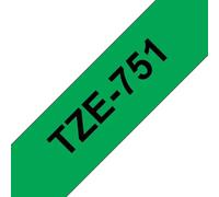 Compatible brother tze751 / tz751 cinta laminada de etiquetas - texto negro sobre fondo verde - ancho 24mm x 8 metros