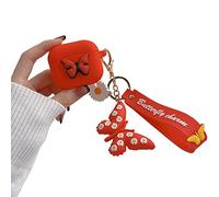 Compatible con AirPods 3rd 2021 Generación Funda Mariposa, Linda 3D Cute Dibujos Animados Silicona Funda Protectora Niños Adolescentes Niñas Mujeres para AirPods 3 Case Cover Mariposa - Rojo