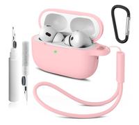 Compatible con Airpods Pro 2nd/1st Case Cover,Silicone Protective Case for Apple Airpods Pro 2nd/1st Generation Charging Case with Keychain and Cleaner Pen,for Women Men (rosa)