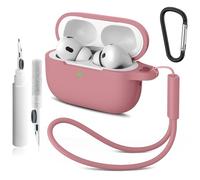Compatible con Airpods Pro 2nd/1st Case Cover,Silicone Protective Case for Apple Airpods Pro 2nd/1st Generation Charging Case with Keychain and Cleaner Pen,for Women Men (rosa de canela)
