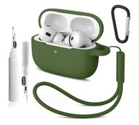 Compatible con Airpods Pro 2nd/1st Case Cover,Silicone Protective Case for Apple Airpods Pro 2nd/1st Generation Charging Case with Keychain and Cleaner Pen,for Women Men (Verte de la hierba)