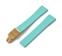 Compatible con anchos de asas que van desde 16 mm hasta 22 . La correa liberación rápida caucho fluorado está disponible en varios tamaños y viene un cierre mariposa(Cyan Gold Buckle,20mmx16mm)