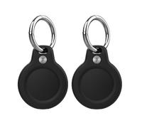 Compatible con Apple AirTag Colgante con Cable, 2-Pack Air Tag Lock Case Llavero Etiqueta de Equipaje para Llaves, Equipaje y más (Negro)