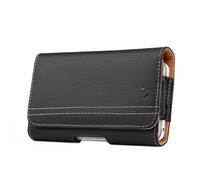 Compatible con Apple iPhone 8 Plus/7 Plus/6 Plus/6s Plus - Funda de piel horizontal extragrande con cierre magnético y clip para cinturón - Negra