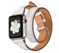 Compatible con Apple Watch Correa de 49 mm 45 mm 44 mm 42 mm 41 mm 40 mm 38 mm, Correa de repuesto de piel auténtica Double Tour Slim para iWatch Ultra 1 2 Series 9 8 7 6 5 SE 4 3 2 1