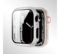 Compatible con Apple Watch Series 10/9/8/7/6/5/4 de 40/41/44/45/42/46 mm, con Protector de Pantalla de Vidrio Templado y Funda de policarbonato rígido para una protección Integral. (Plata, 44 mm)