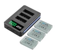 Compatible con batería Canon NB-13L con Cargador LCD de 3 Ranuras for G5X, G7X, G9X, G7 X, Mark II, G9 X, SX620, SX720 y SX730.(3BatteryWithCharger)