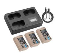 Compatible con batería Nikon EN-EL15C con Entrada Tipo C y Cargador LCD for D750, D810, D7500, D500, Z5, Z6, Z6 II(3BatteryWithCharger)