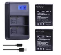 Compatible con batería Olympus BLH-1 y Cargador USB Dual, 1800 mAh for cámara E-M1 Mark II(2 Battery 1 Charger)