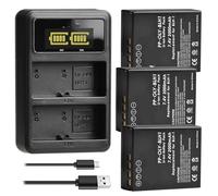Compatible con batería Olympus BLH-1 y Cargador USB Dual LED, 7,4 V 2000 mAh for cámara E-M1 Mark II(3battery and Charger)