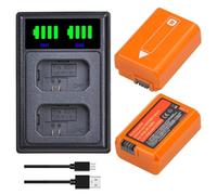 Compatible con batería Sony NP-FW50 con Cargador Doble LED for ZV-E10 A7 A7R A7RII A7II A7SII A7S a6300 a6400 a6500 RX10(2 Battery 1 Charger)