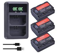 Compatible con batería Sony NP-FZ100 de 2280 mAh con LED, Cargador USB Dual for BC-QZ1, a9, a7R III, a7 III, A6600(3 Battery 1 Charger)